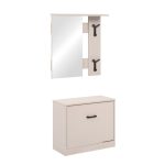Mobile ingresso Limone41A con specchio ganci appendiabito e base scarpiera in beige