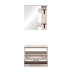 Mobile ingresso Limone41A con specchio ganci appendiabito e base scarpiera in beige