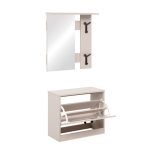 Mobile ingresso Limone41A con specchio ganci appendiabito e base scarpiera in beige