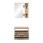 Mobile ingresso Limone41A con specchio ganci appendiabito e base scarpiera in rovere e nero