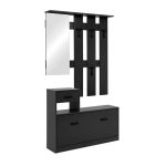 Mobile ingresso Rudolf con specchio ganci appendiabito e base scarpiera in antracite