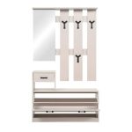 Mobile ingresso Rudolf con specchio ganci appendiabito e base scarpiera in beige