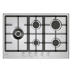 Piano cottura Candy CHG7WL4WTX a gas 5 fuochi con griglie in ghisa 75 cm. inox