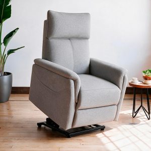 Poltrona alzapersona Motion con recliner elettrico 1 motore in tessuto G378 grigio chiaro melange