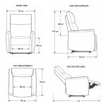 Poltrona alzapersona Motion con recliner elettrico 1 motore in tessuto G378 grigio chiaro melange