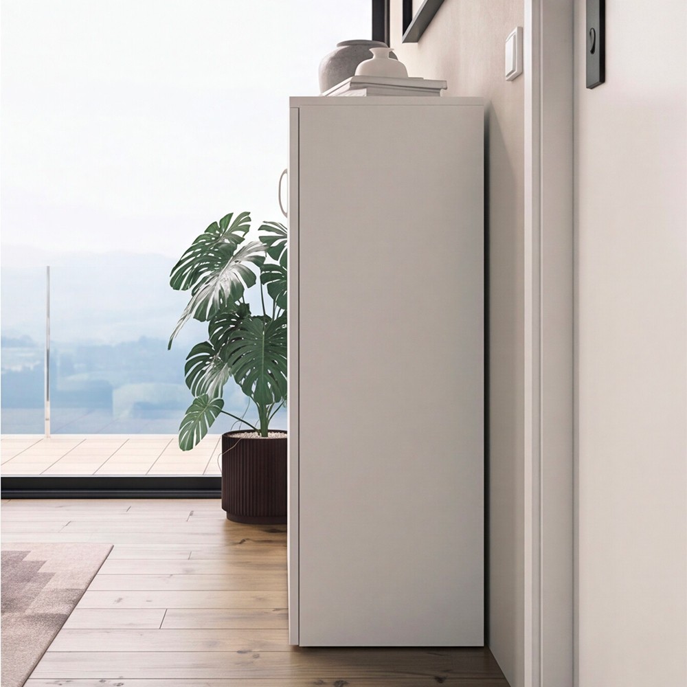 Scarpiera Duo 2 ante battenti con 3 cestelli portascarpe per anta capienza 12 paia colore bianco Made in Italy