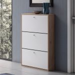 Scarpiera Slim 3 ante a ribalta capienza 9 paia colore scocca nodo e ante bianco Made in Italy