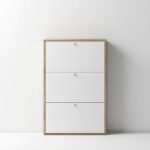 Scarpiera Slim 3 ante a ribalta capienza 9 paia colore scocca nodo e ante bianco Made in Italy