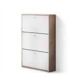 Scarpiera Slim 3 ante a ribalta capienza 9 paia colore scocca nodo e ante bianco Made in Italy