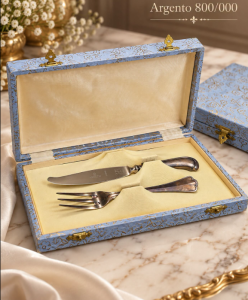 Coppia Di Posate Dessert In Argento 800-000 Usato 4721/U