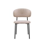 Sedia Judit in tessuto effetto teddy beige e gambe nere set 4 pezzi