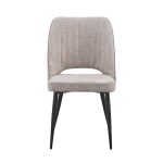 Sedia Naila con schienale con trama a righe verticali in tessuto beige e gambe in metallo nero set 4 pezzi