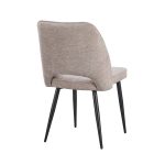 Sedia Naila con schienale con trama a righe verticali in tessuto beige e gambe in metallo nero set 4 pezzi