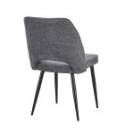 Sedia Naila con schienale con trama a righe verticali in tessuto grigio e gambe in metallo nero set 4 pezzi