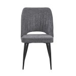 Sedia Naila con schienale con trama a righe verticali in tessuto grigio e gambe in metallo nero set 4 pezzi
