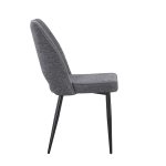 Sedia Naila con schienale con trama a righe verticali in tessuto grigio e gambe in metallo nero set 4 pezzi