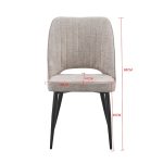 Sedia Naila con schienale con trama a righe verticali in tessuto grigio e gambe in metallo nero set 4 pezzi