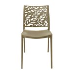 Sedia in polipropilene Luma con schienale con dettaglio con foglie taupe set 4 pezzi