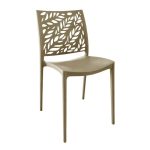 Sedia in polipropilene Luma con schienale con dettaglio con foglie taupe set 4 pezzi
