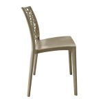 Sedia in polipropilene Luma con schienale con dettaglio con foglie taupe set 4 pezzi