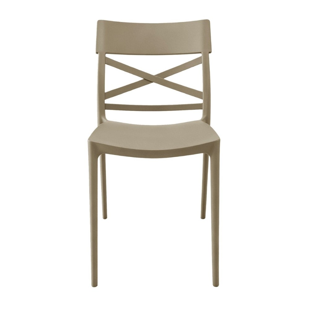 Sedia in polipropilene Mami con schienale incrociato light taupe set 4 pezzi