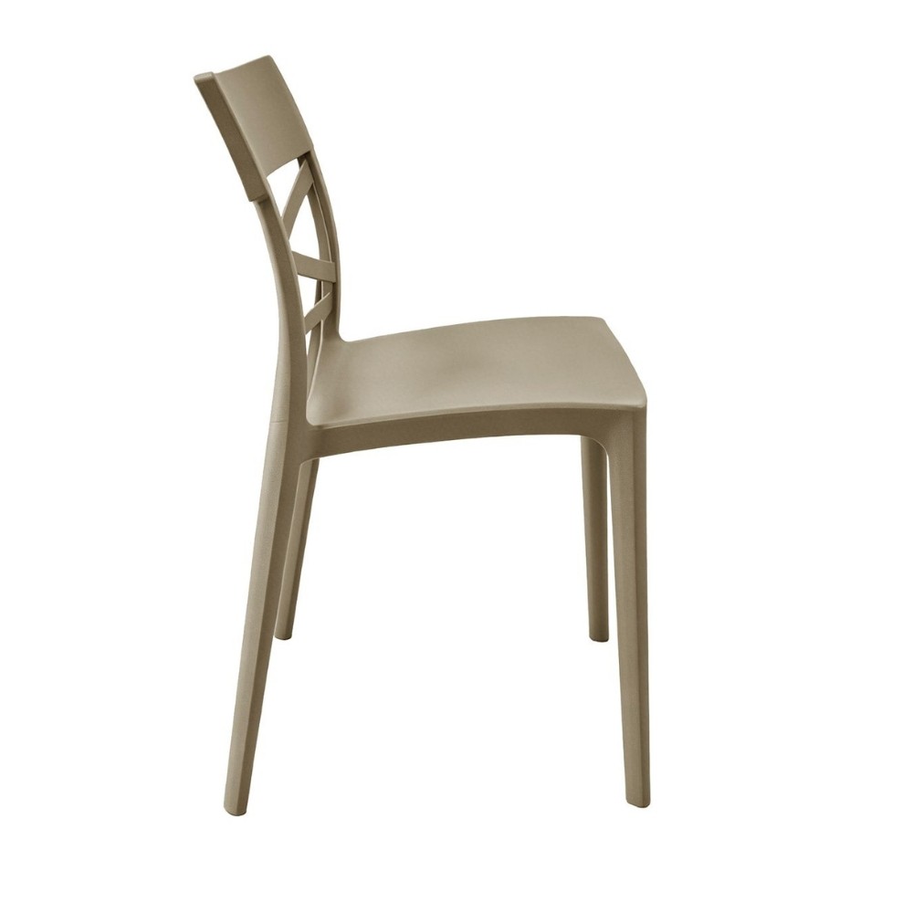 Sedia in polipropilene Mami con schienale incrociato light taupe set 4 pezzi