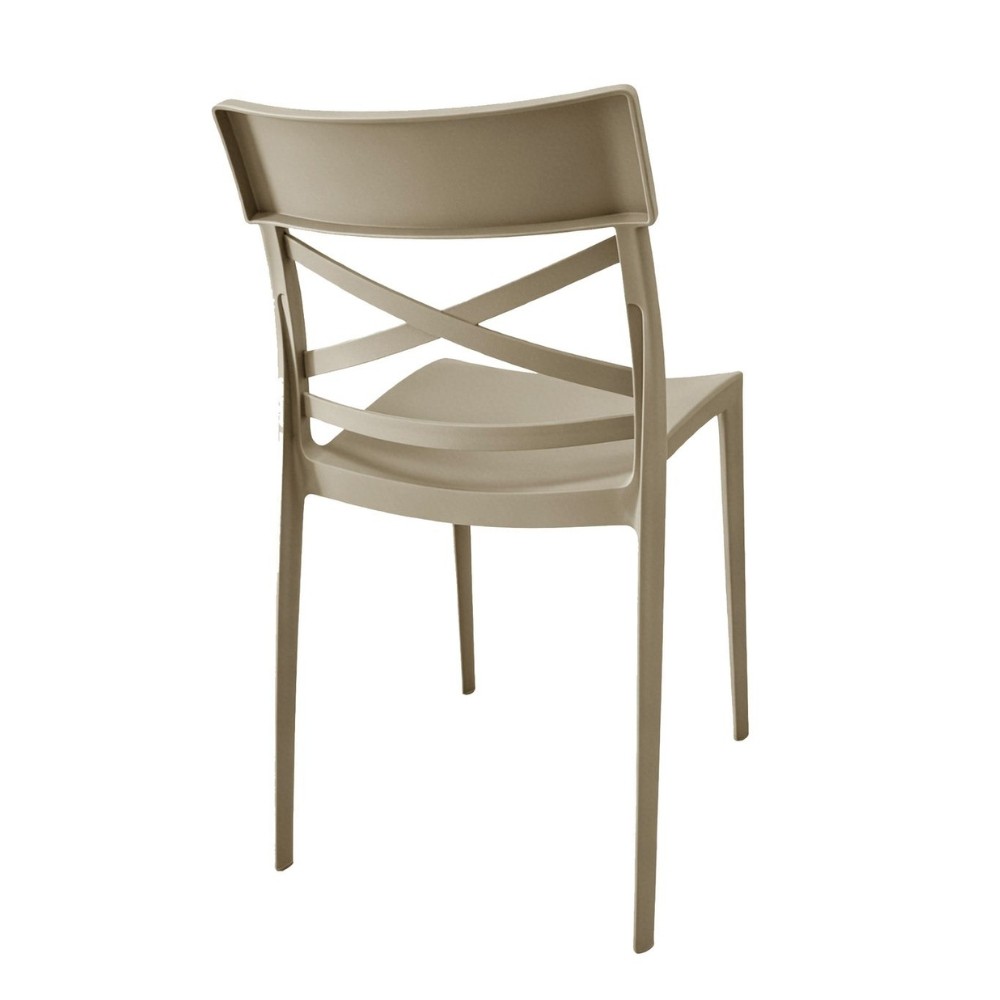 Sedia in polipropilene Mami con schienale incrociato light taupe set 4 pezzi