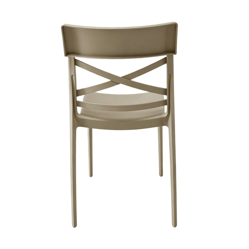 Sedia in polipropilene Mami con schienale incrociato light taupe set 4 pezzi