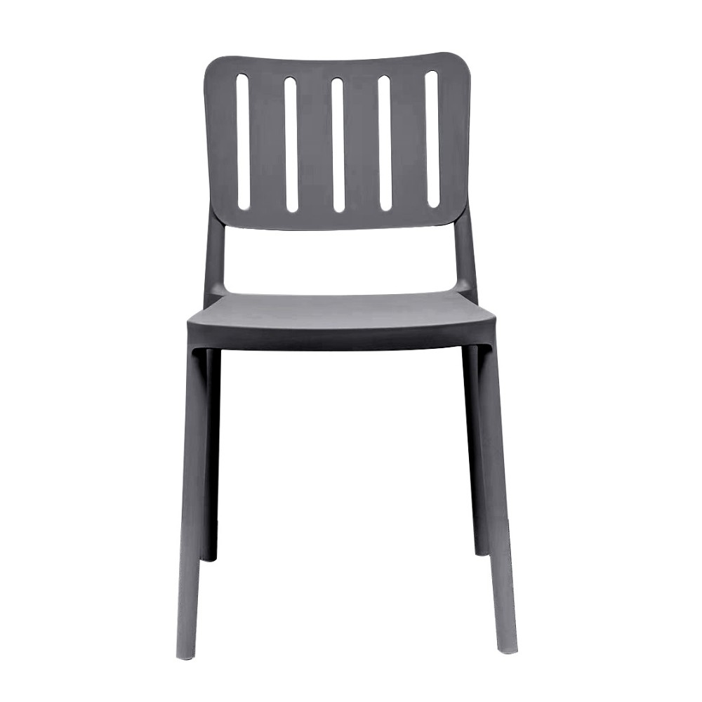 Sedia in polipropilene Nexa con schienale con aperture verticali dark grey set 4 pezzi