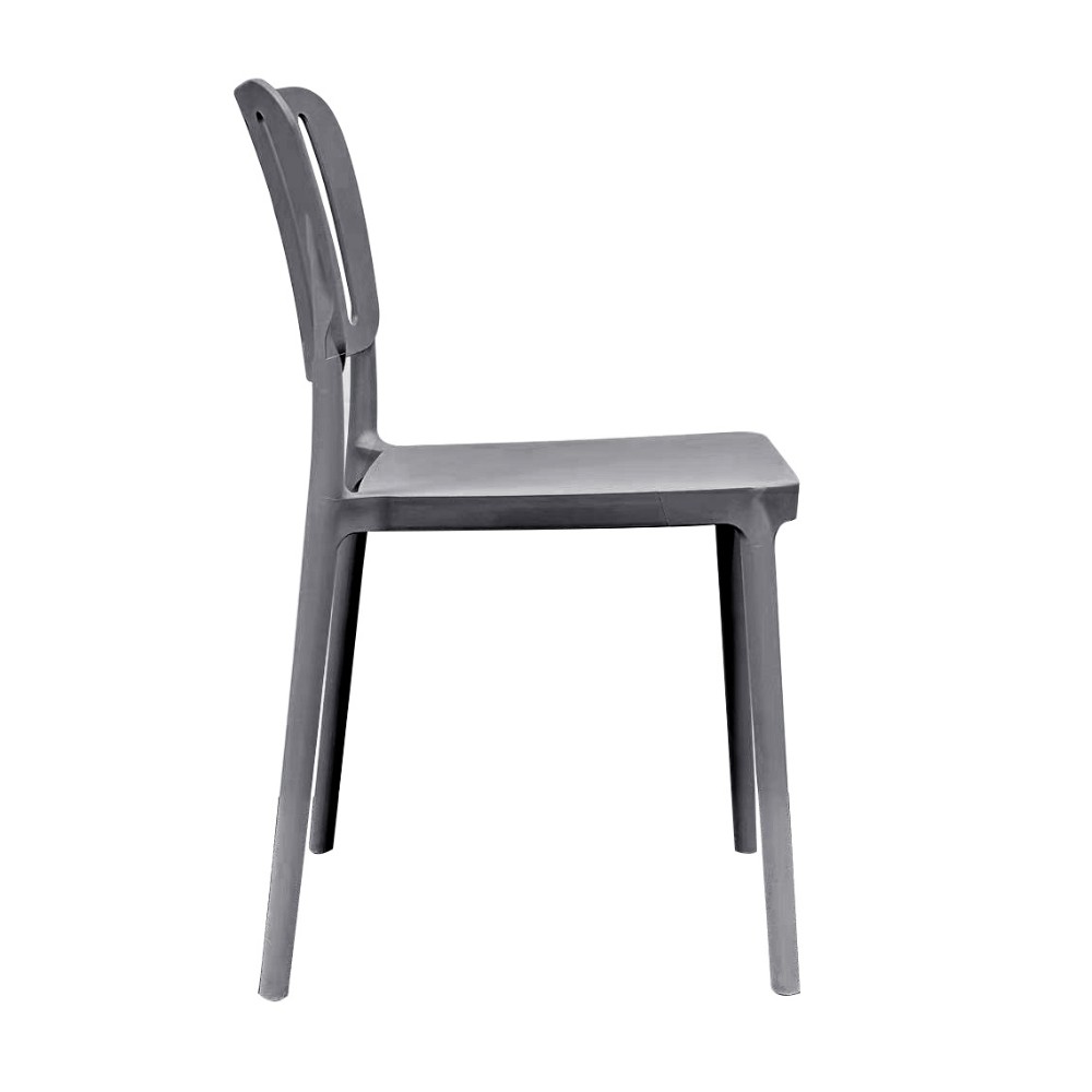 Sedia in polipropilene Nexa con schienale con aperture verticali dark grey set 4 pezzi