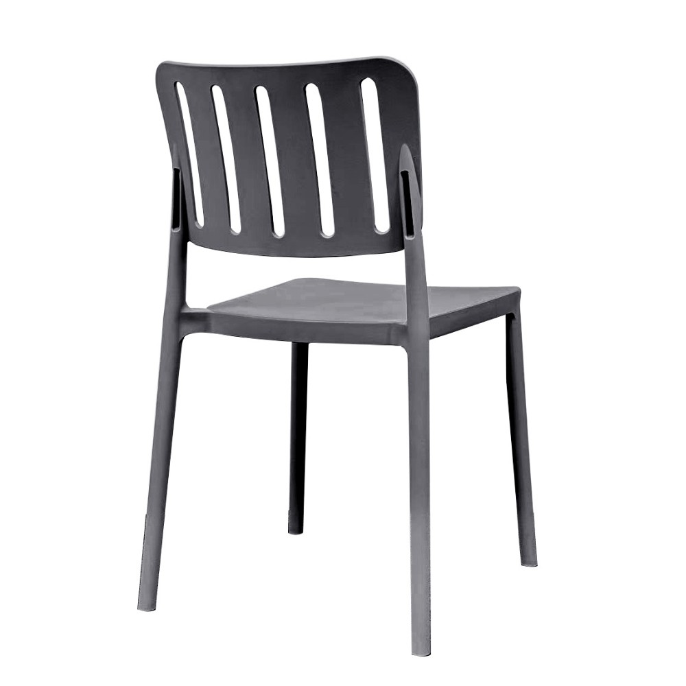 Sedia in polipropilene Nexa con schienale con aperture verticali dark grey set 4 pezzi