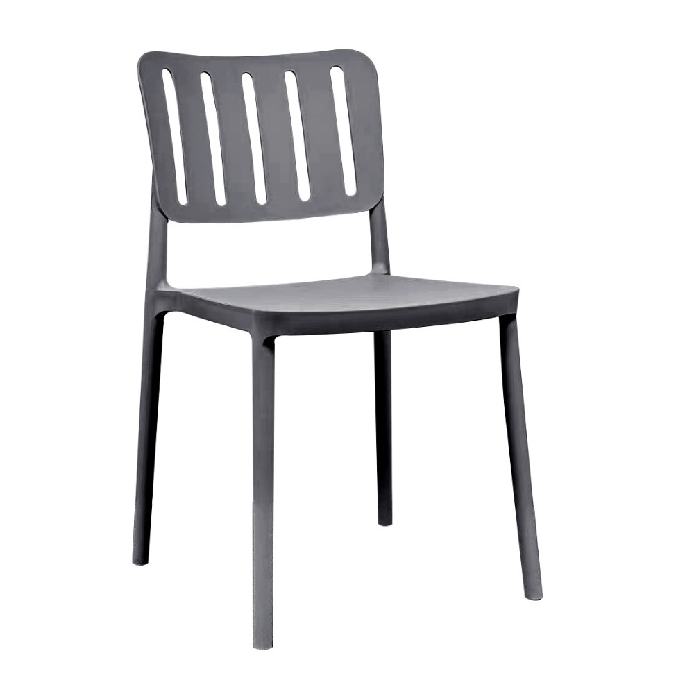 Sedia in polipropilene Nexa con schienale con aperture verticali dark grey set 4 pezzi