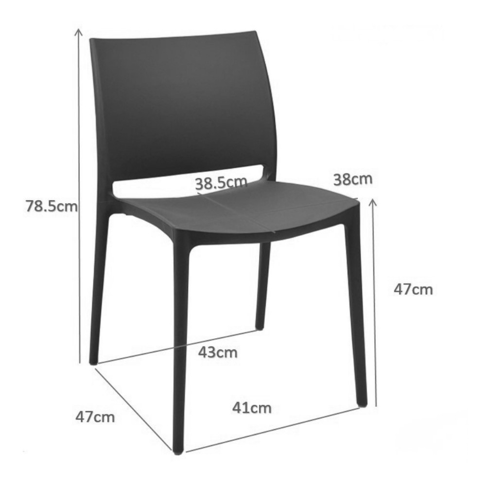 Sedia in polipropilene Sfera con design ergonomico colore dark grey set 4 pezzi
