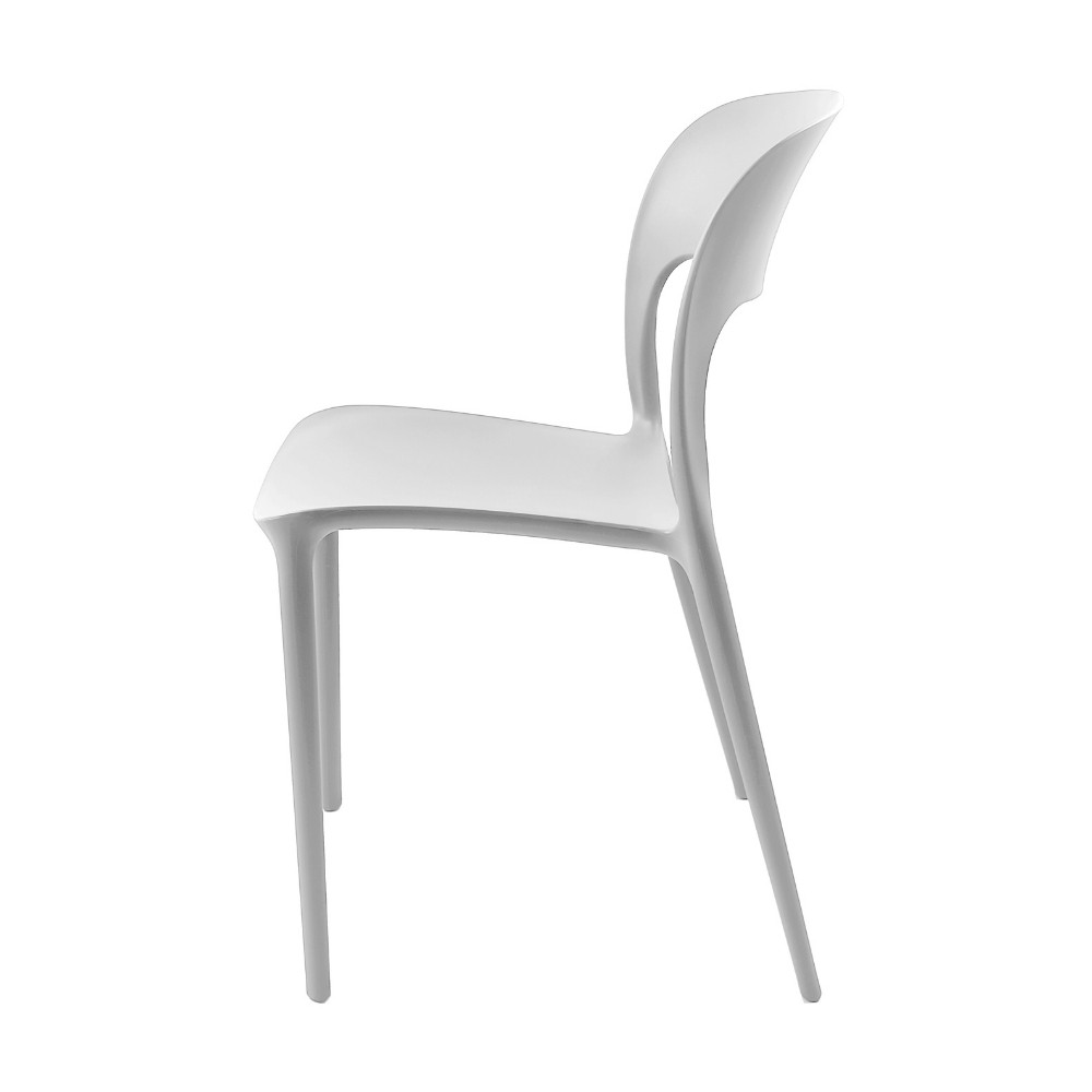 Sedia in polipropilene Vela con schienale ergonomico con apertura centrale colore bianco set 4 pezzi