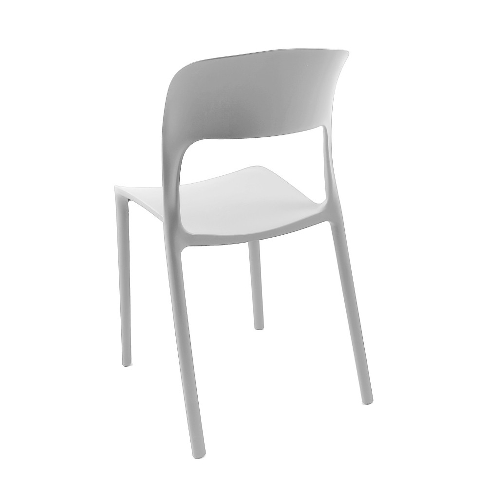 Sedia in polipropilene Vela con schienale ergonomico con apertura centrale colore bianco set 4 pezzi