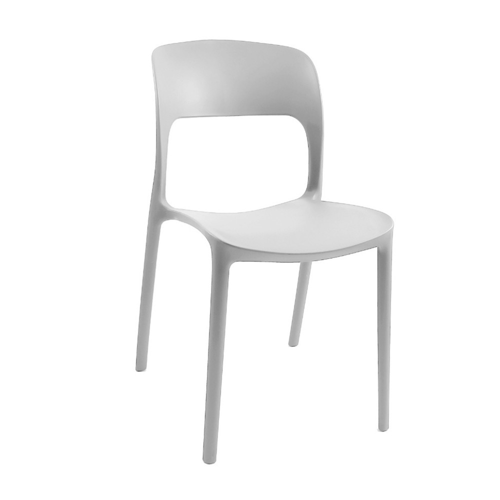 Sedia in polipropilene Vela con schienale ergonomico con apertura centrale colore bianco set 4 pezzi