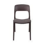 Sedia in polipropilene Vela con schienale ergonomico con apertura centrale colore brown set 4 pezzi
