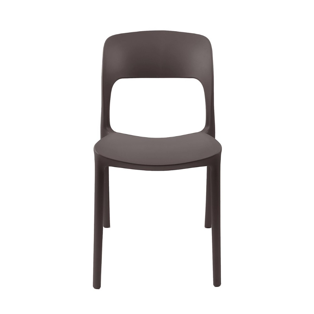 Sedia in polipropilene Vela con schienale ergonomico con apertura centrale colore brown set 4 pezzi