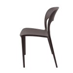 Sedia in polipropilene Vela con schienale ergonomico con apertura centrale colore brown set 4 pezzi