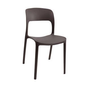Sedia in polipropilene Vela con schienale ergonomico con apertura centrale colore brown set 4 pezzi