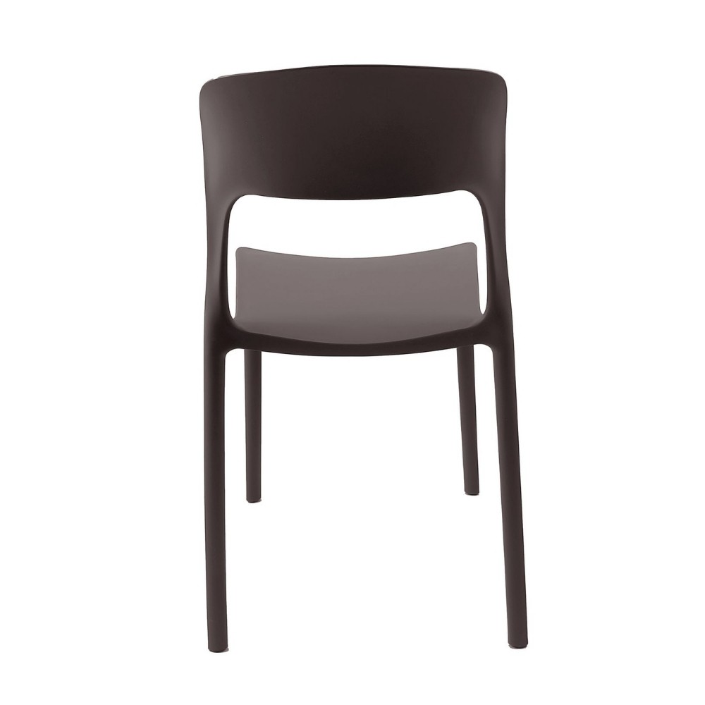 Sedia in polipropilene Vela con schienale ergonomico con apertura centrale colore brown set 4 pezzi