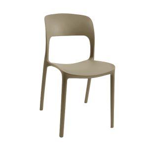 Sedia in polipropilene Vela con schienale ergonomico con apertura centrale colore taupe set 4 pezzi