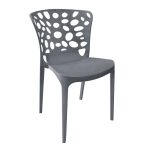 Sedia in polipropilene Zyra con schienale traforato dark grey set 4 pezzi