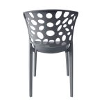 Sedia in polipropilene Zyra con schienale traforato dark grey set 4 pezzi