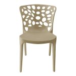 Sedia in polipropilene Zyra con schienale traforato taupe set 4 pezzi