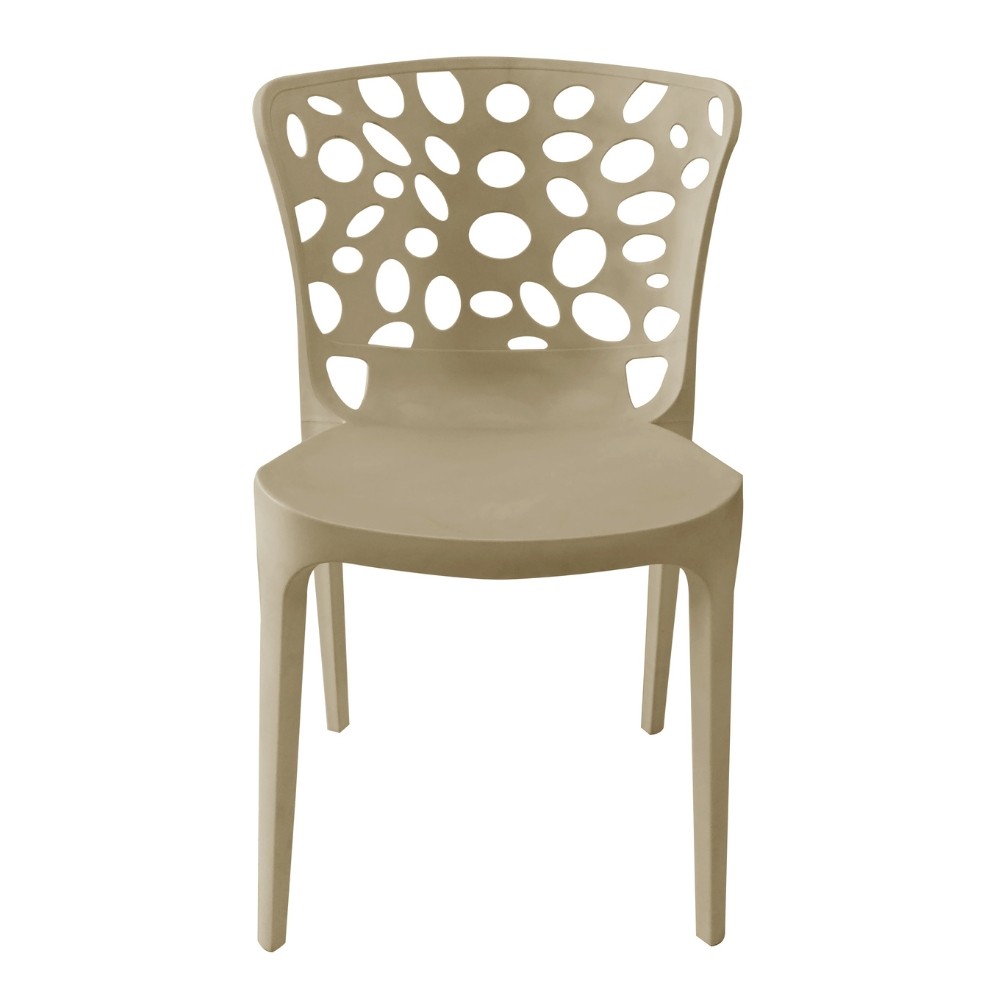 Sedia in polipropilene Zyra con schienale traforato taupe set 4 pezzi