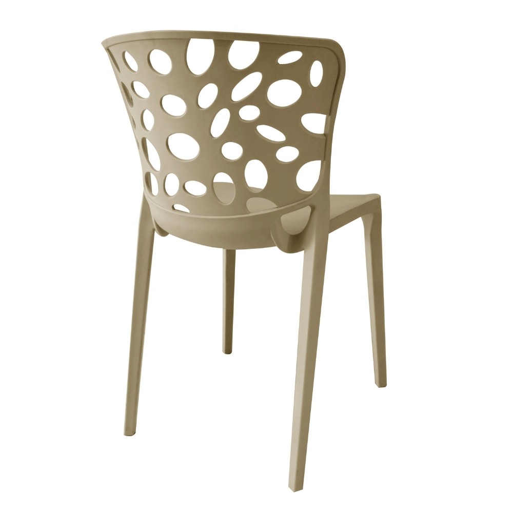 Sedia in polipropilene Zyra con schienale traforato taupe set 4 pezzi