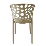 Sedia in polipropilene Zyra con schienale traforato taupe set 4 pezzi