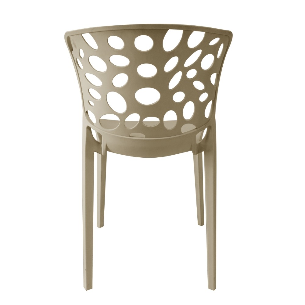 Sedia in polipropilene Zyra con schienale traforato taupe set 4 pezzi