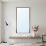 Specchiera Sintesi rettangolare con cornice effetto tessuto grigio 127x65 cm.